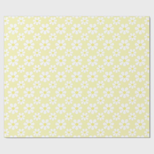 White Yellow Daisy Pattern  ラッピングペーパー (フラット)