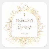 white yellow flowers Baptism スクエアシール (正面)