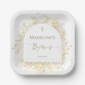 white yellow flowers Baptism  ペーパープレート (正面)