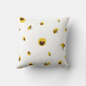 White Yellow Japanese Pansy Floral Pattern クッション (裏面)