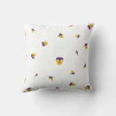 White Yellow Purple Japanese Viola Floral Pattern クッション (裏面)