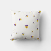 White Yellow Purple Japanese Viola Floral Pattern クッション (正面)