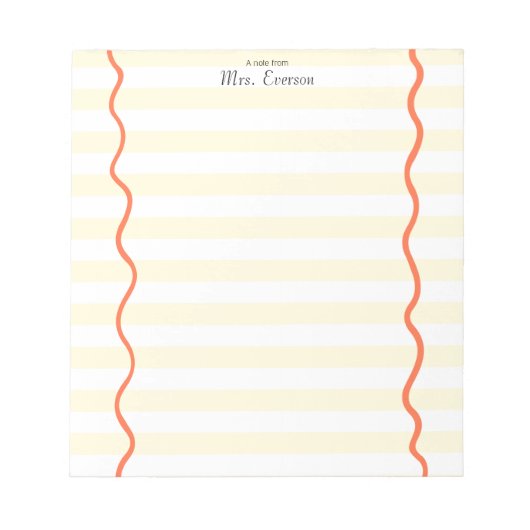 White & Yellow Stripe Teacher Notepad ノートパッド (正面)
