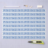 Whiteblue Bone Inlay Floral Border Decoupage Paper 薄葉紙 (クラフト)