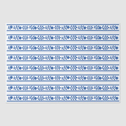 Whiteblue Bone Inlay Floral Border Decoupage Paper 薄葉紙 (正面)