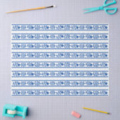 Whiteblue Bone inlay Floral Border Decoupage Paper 薄葉紙 (クラフト)