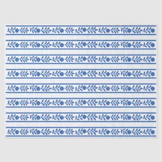 Whiteblue Bone inlay Floral Border Decoupage Paper 薄葉紙 (正面)