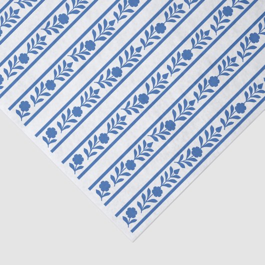 Whiteblue Bone Inlay Floral Border Decoupage Paper 薄葉紙 (詳細)