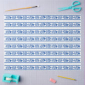 Whiteblue Bone Inlay Floral Border Decoupage Paper 薄葉紙 (クラフト)