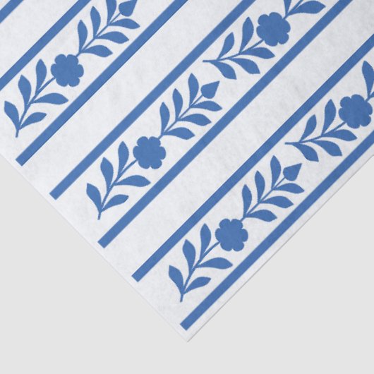 Whiteblue Bone Inlay Floral Border Decoupage Paper 薄葉紙 (詳細)