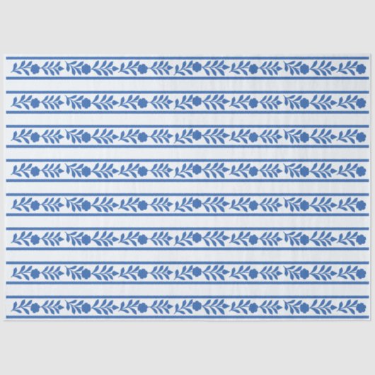 Whiteblue Bone Inlay Floral Border Decoupage Paper 薄葉紙 (正面)