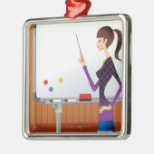 whiteboardを指す女性実業家のプロフィール メタルオーナメント (左)