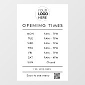 WhiteBusiness営業時間のロゴとqrコード ウィンドウサイン (シート)