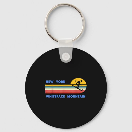 Whiteface Mountain New York Skiing Skier Ski Retro キーホルダー (正面)