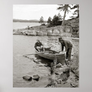 Whitefish Bay Fishing Trip, 1906. Vintage Photo ポスター