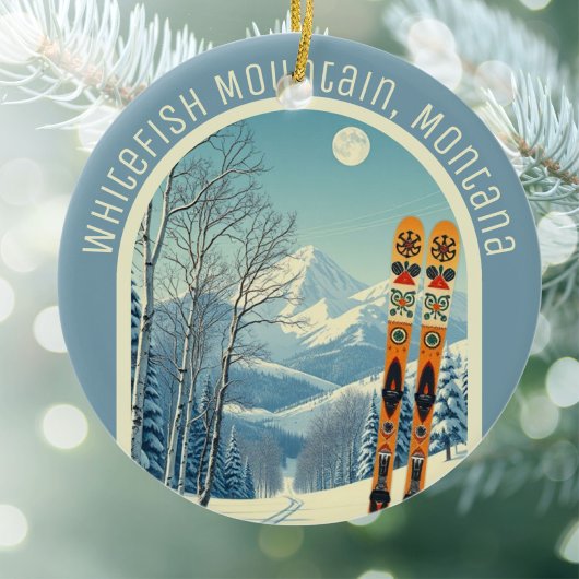 Whitefish Mountain Montana ski souvenir セラミックオーナメント
