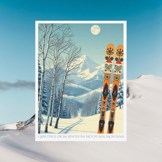 Whitefish Mountain Montana ski vacation Postcard ポストカード