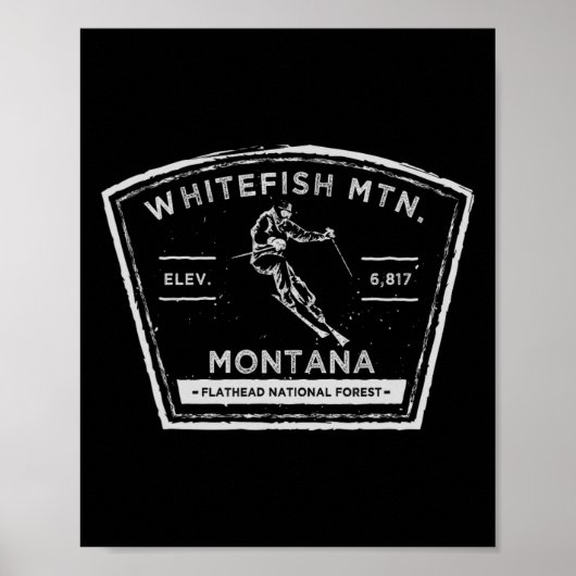 Whitefish Mountain Montana Snow Skiing ポスター (正面)