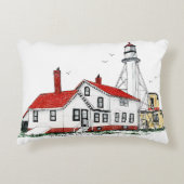 Whitefish Point Lighthouse Pillow アクセントクッション (正面)