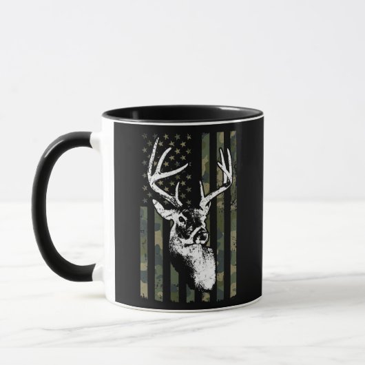 Whitetail Buck Deer Hunting USA Camouflage マグカップ (左)