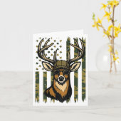 Whitetail Buck Youth Boy Deer Hunting Camo America カード (黄色い花)