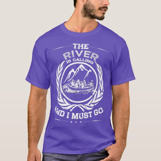 Whitewater Rafting Distressed River Raft Tシャツ (正面)