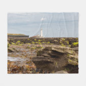 Whitley Bay lighthouse  フリースブランケット (正面(横))