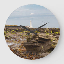 Whitley Bay lighthouse  ラージ壁時計