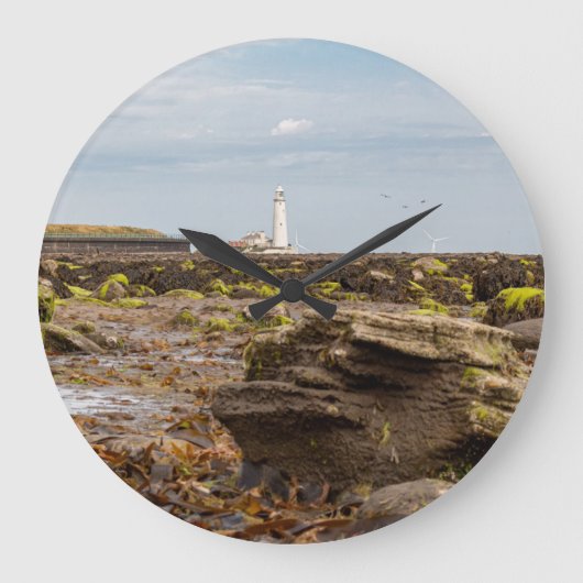 Whitley Bay lighthouse ラージ壁時計 (正面)