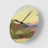 Whitlingham、ノーフォーク1860年(キャンバスの油) ラウンド壁時計 (傾斜)