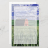 Whitman 2のムギ及びオオムギ分野の赤い納屋 便箋 (正面/裏面)