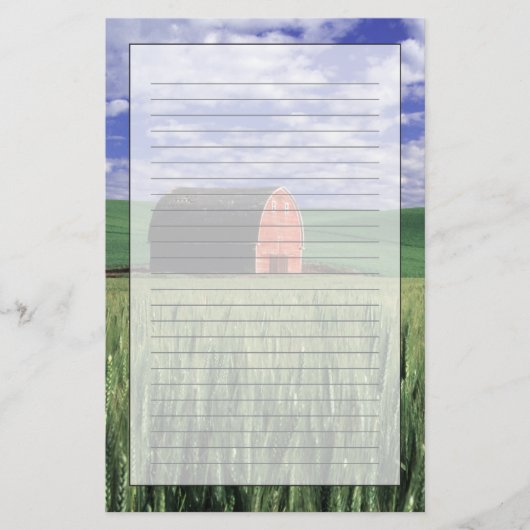 Whitman 2のムギ及びオオムギ分野の赤い納屋 便箋 (正面)
