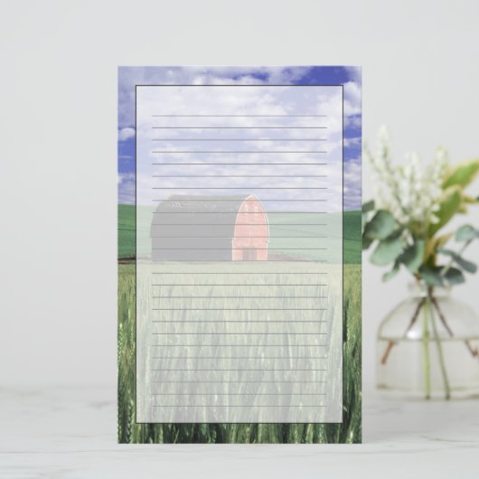 Whitman 2のムギ及びオオムギ分野の赤い納屋 便箋 (スタンド正面)