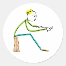 Whittling Stickman ラウンドシール
