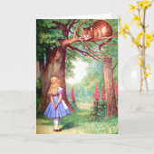 "WHOですか"。は チェシャーCATはアリスに尋ねます カード (黄色い花)