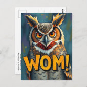 WHO文おもしろい書葉書素晴らしの角フクロウ ポストカード (正面/裏面)