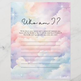 Who Am Iパステルクラウドナインブライダルシャワーゲーム