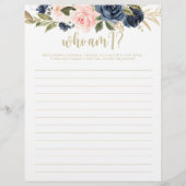 Who Am Iフローラ金ゴールドブライダルシャワーゲーム (正面)