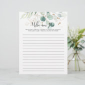 Who Am I金ゴールドフローラブライダルシャワーゲーム (スタンド正面)