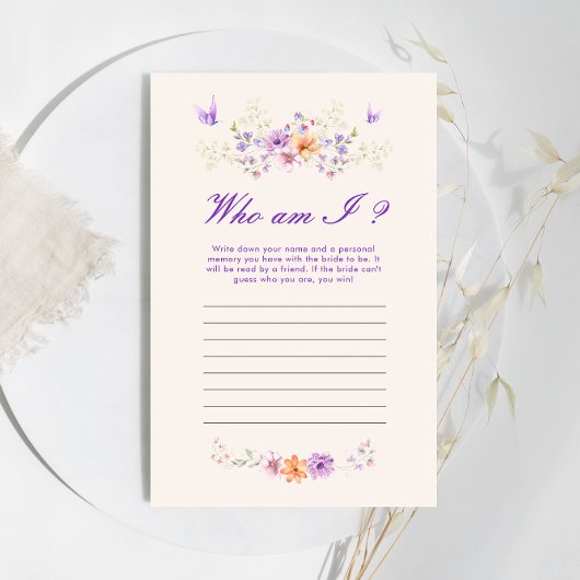 Who Am I Purple Butterflyブライダルシャワー