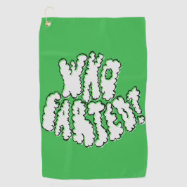 Who Farted Golf Towel Funny Green Puff Lettering ゴルフタオル