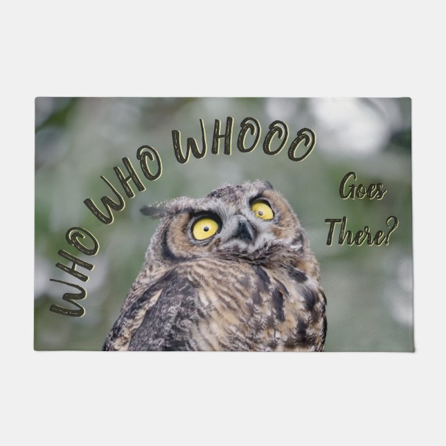 Who Goes There? Funny Owl Doormat  ドアマット (正面)