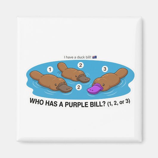 Who Has A Purple Bill? Cute Platypus Australia Gam マグネット (正面)