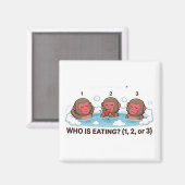 Who Is Eating? Japanese Snow Monkey Spa Animal マグネット (正面/裏面)