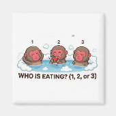 Who Is Eating? Japanese Snow Monkey Spa Animal マグネット (正面)