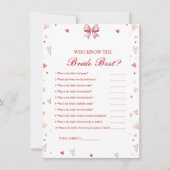 Who know the bride the best bridal shower game Car 招待状 (正面)