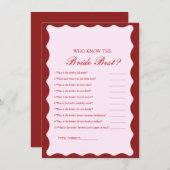 Who know the bride the best bridal shower game Car 招待状 (正面/裏面)