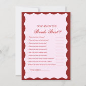 Who know the bride the best bridal shower game Car 招待状 (正面)