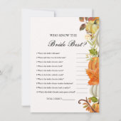 Who know the bride the best bridal shower game Car 招待状 (正面)