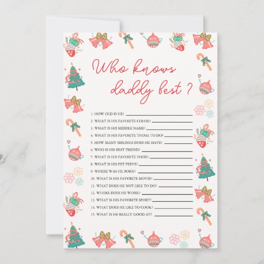 Who Knows Daddy Best Christmas Baby Shower Card 招待状 (正面)